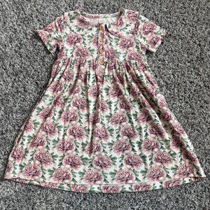 Kate Quinn Short Sleeve Henley Bubble Peter Pan Peony Dress Girls Size 2T